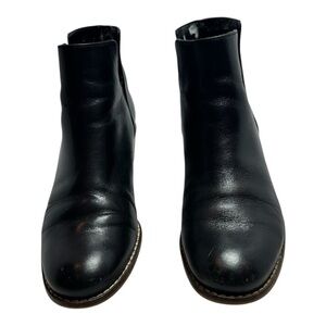 Cole Haan Women's Black Leather Chelsea Ankle Boots Block Heel Elastic Panel Sz5